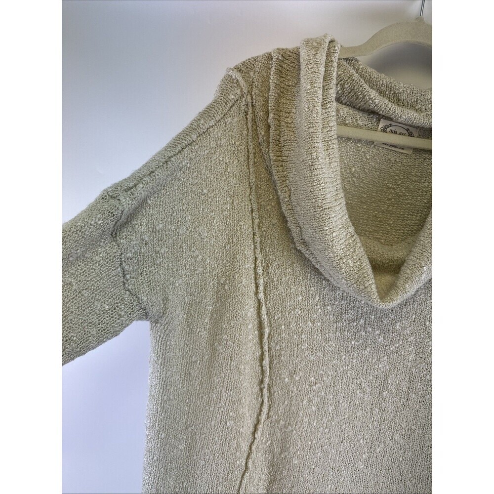 Mia Joy Cowl Neck Sweater Tunic Lightweight Open Knit Pullover Tan Womens Large - Picture 3 of 12